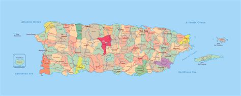 Large Administrative Map Of Puerto Rico With Roads And Cities Puerto