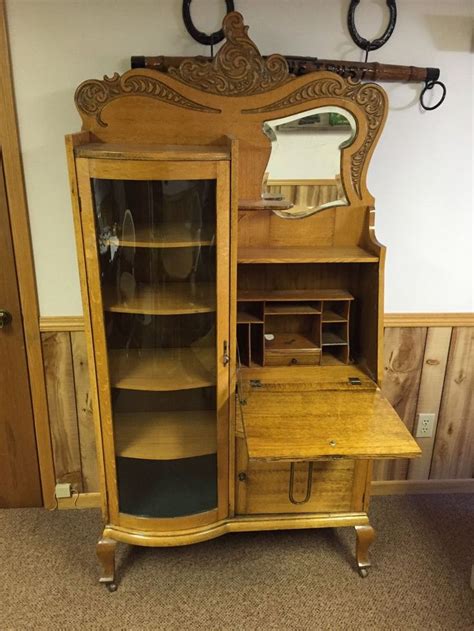 If you're among those who've been turned off by a bar cart's brevity, consider refashioning a vintage secretary desk with a hutch as a bar. Antique Secretary Desk With Original Key, Mirror, Curved ...