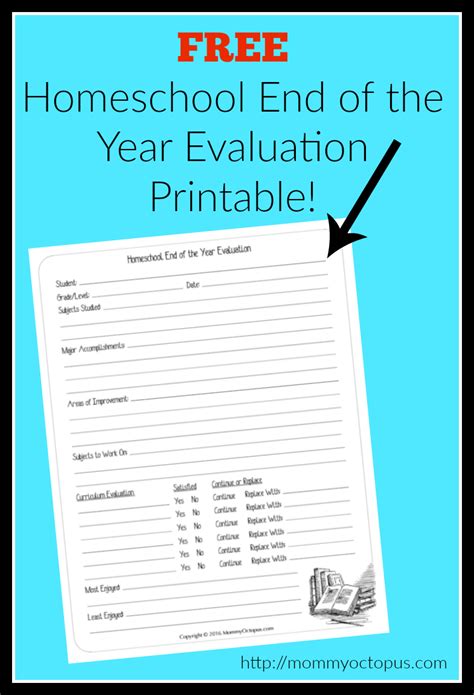 Do i need a schoolroom? End of the Year Homeschool Evaluation Form - Mommy Octopus