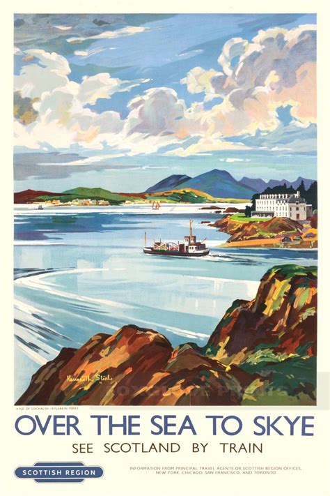 Isle Of Skye Scotland Travel Poster Print Over The Sea To Etsy