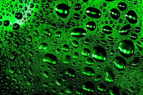 Wallpaper Drops Macro Wet Surface Green Hd Widescreen High