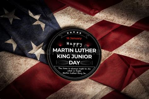 Happy Martin Luther King Junior Day On 16th January With Usa Flag Stock
