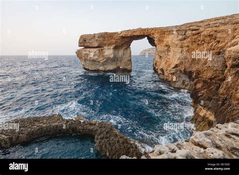 The Azure Window Is A Natural Arch In The Island Of Gozo Malta Stock