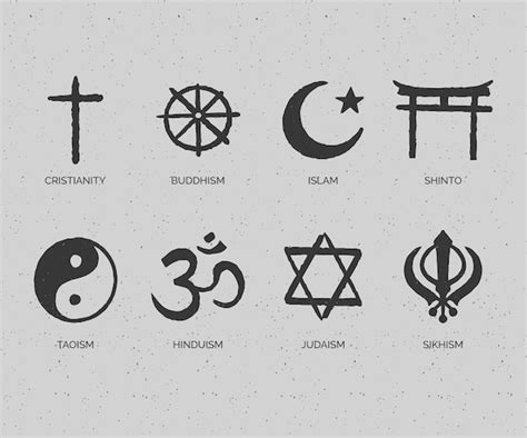 Coleção De Símbolos Religiosos De Design Plano Desenhado à Mão Vetor