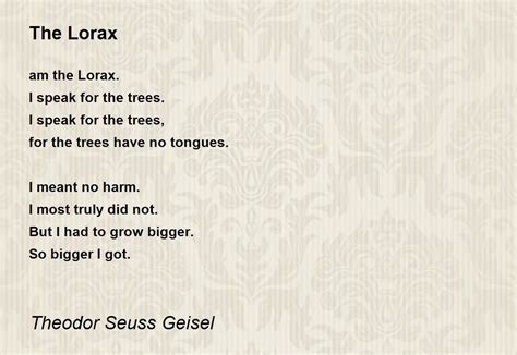 The Lorax The Lorax Poem By Theodor Seuss Geisel