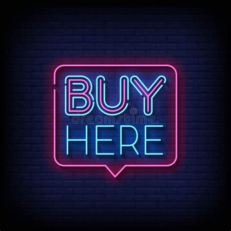 Buy Here Neon Signs Style Text Vector Stock Vector Illustration Of