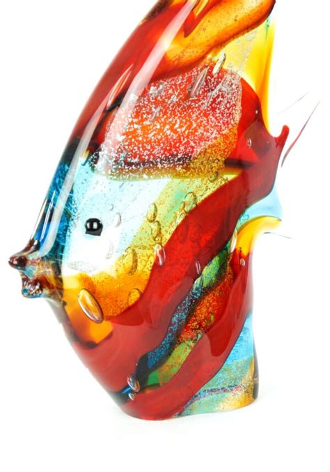 Dory Multicolored Murano Glass Fish Sculpture Made Murano Glass