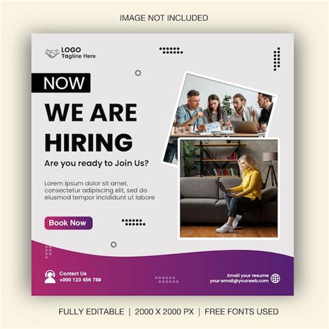 Premium Psd We Are Hiring Job Vacancy Square Banner Or Social Media