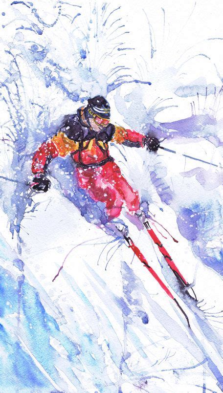 Ski Decor Sports Art Watercolor Painting Skier Sports Prints Gift For