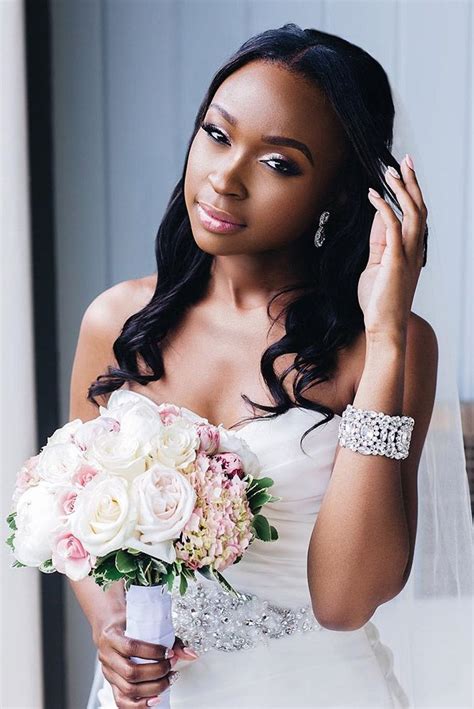 Wavy full lace wigs for black women wedding hairstyle | Black wedding