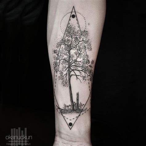 Arm tattoos help to highlight your strong arms and muscules. Dotwork, geometric, sketch, forearm tattoo on TattooChief ...