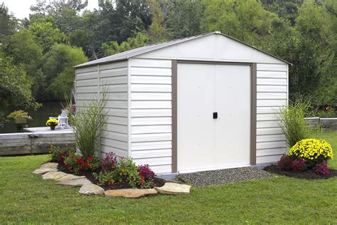 Aston 10' x 7.5' wood shed. Arrow VM1010 Milford 10' x 10' Vinyl-Coated Steel Storage Shed