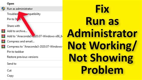 How To Fix Run As Administrator Not Working Or Showing Up Right Click In Windows