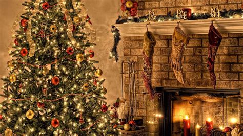 Download Wallpaper 1366x768 Tree Fire Christmas Holiday Candles T