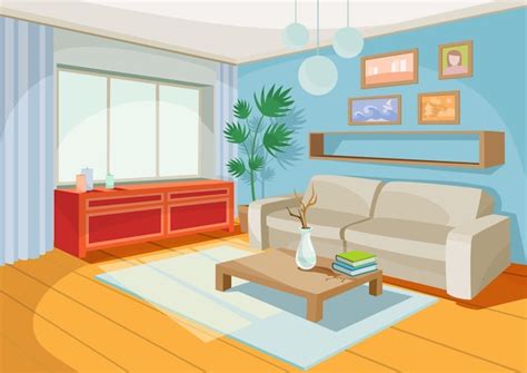 Free Vector Vector Illustration Of A Cozy Cartoon Interior Of A Home