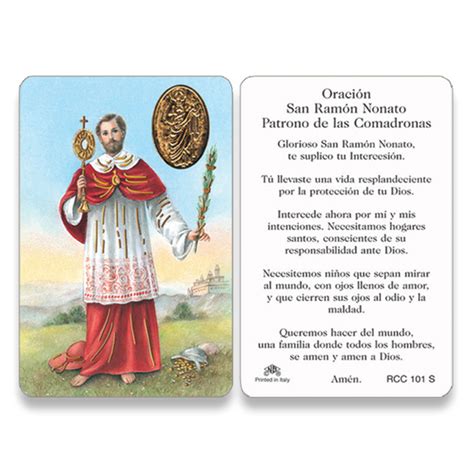 Holy Card Of Oracion San Ramon Nonato Spanish Fc Ziegler Company