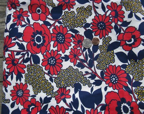 mod floral fabric 1960s decorator fabric 2 yards 17 inches etsy