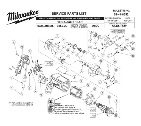 Buy Milwaukee 6852 20 A80c Replacement Tool Parts Milwaukee 6852 20
