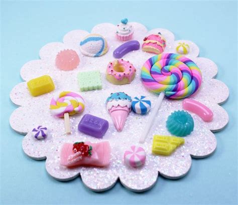 kawaii decoden candy cabochon mix lot 20 pieces pastel mix etsy cute candy liquid glitter