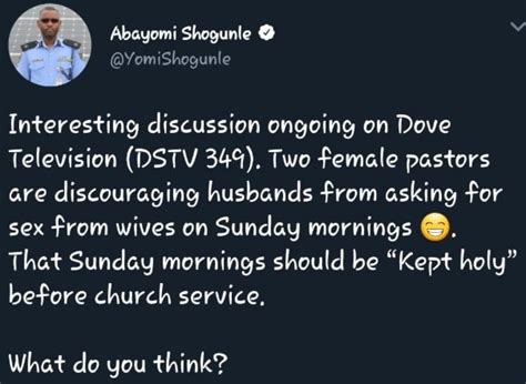 Female Pastors Advise Men Not To Have Sex With Their Partners On Sunday