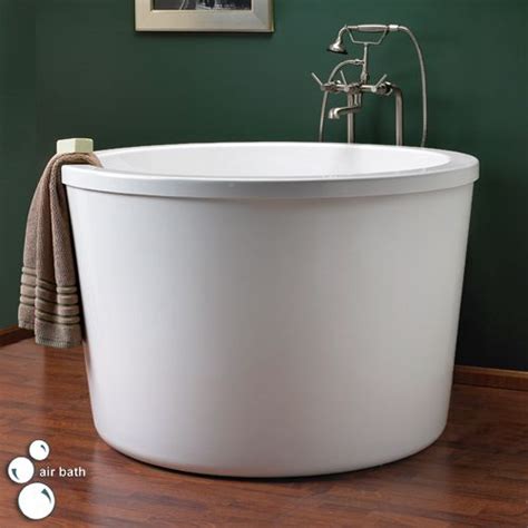 Coppery material changes over time for a living item. 47" Round Japanese Soaking Air Tub Single Seat White ...