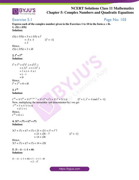 Ncert Solutions For Class 11 Maths Chapter 5 Complex Numbers And
