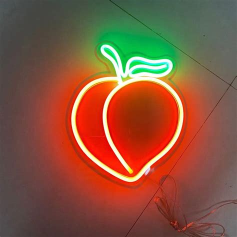 Fruit Peach Neon Decor Peach Led Neon Sign Georgia Peach Etsy