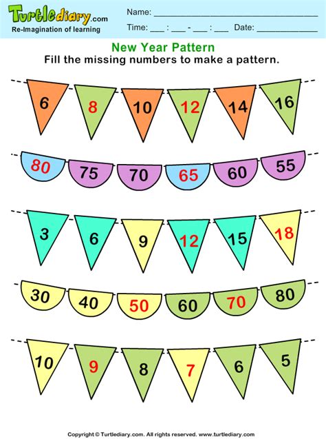 Recognize Number Patterns And Complete Them Worksheet Turtle Diary