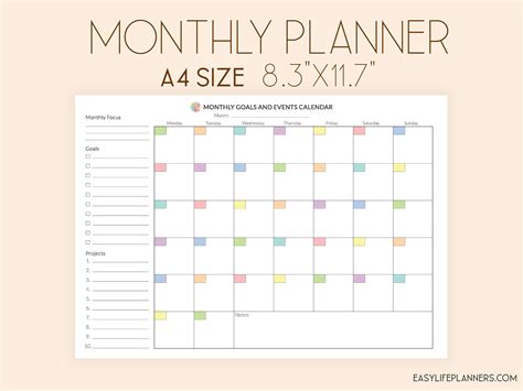Monthly Planner Printable For August Monthly Planner