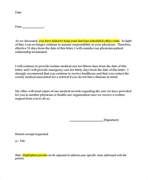 sample dismissal letter template   documents