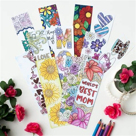 Mothers Day Coloring Bookmarks 12 Pack Diy Mothers Day Ts