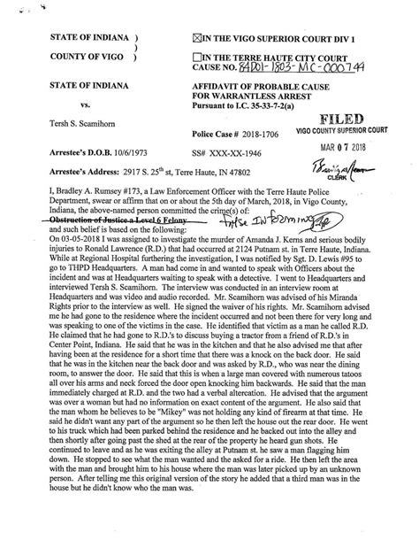Probable cause affidavit | | tribstar.com