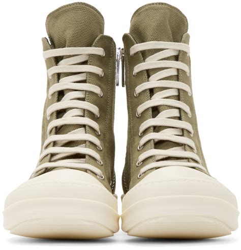 Rick Owens Drkshdw Green Canvas High Top Sneakers For Men Lyst