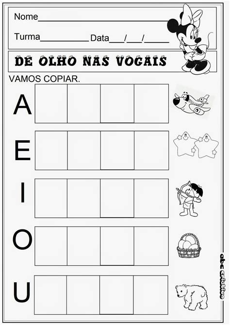 Atividade Educação Infantil As Vogais