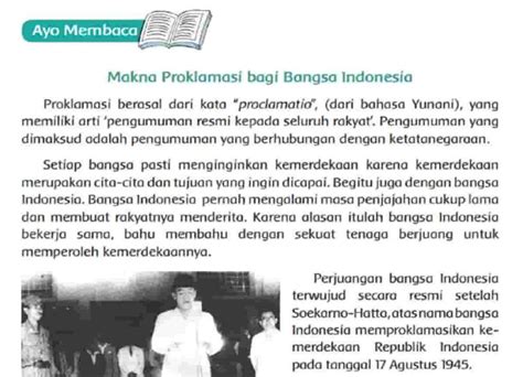 Kata Kunci Bacaan Makna Proklamasi Bagi Bangsa Indonesia Tema 6 Kelas 6