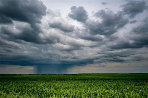 Premium Photo Landscape With Dark Sky With Rain Clouds Before Storm