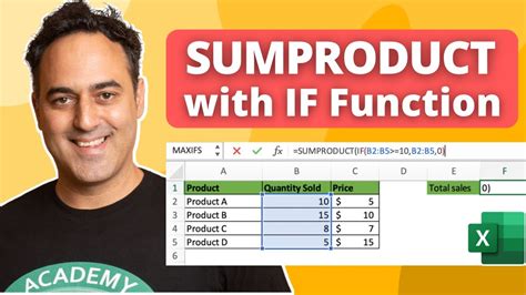 Sum A Product In Microsoft Excel Using The Function Sumproduct With An