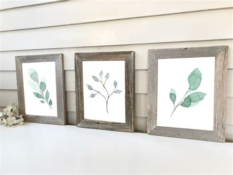 Botanical Framed Prints Set Of 3 Watercolor Teal Green Art Etsy