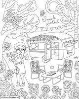 Coloring Camping Printable Adult Sheets Hiking Flow Camper Caravan Silvia Dekker Vacances Rocks Magazine Coloriage Colouring Rv Coloriages Books Dessin sketch template