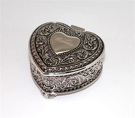 Personalized Jewelry Box Antique Design Heart Shaped