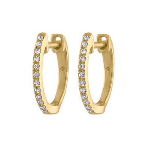 14kt Gold Small Diamond Huggie Earring Jewels By Joanne