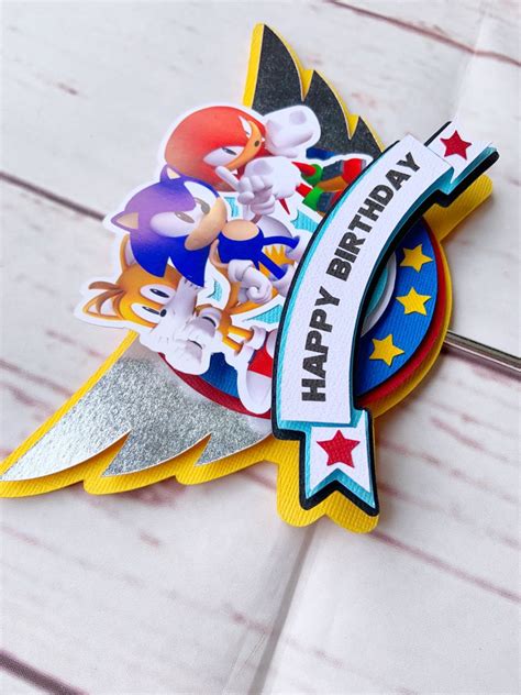 Sonic The Hedgehog Cake Topper Happy Birthday Wings Cake Etsy In 2020