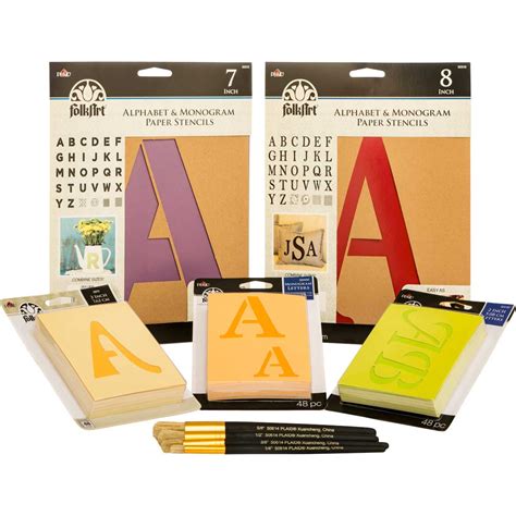 Shop Plaid Folkart ® Ultimate Paper Alphabet Stencil And Brush Kit