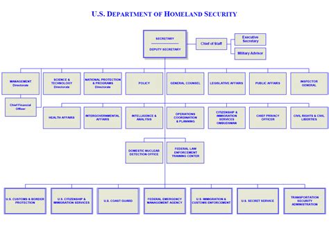 Organizational Chart Of Department Of Homeland Security Us History For