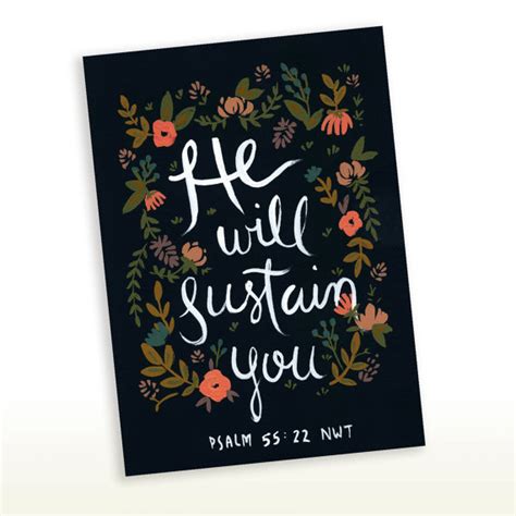 Greeting Card He Will Sustain You Psalms 5522 Bible Verse Wall Art