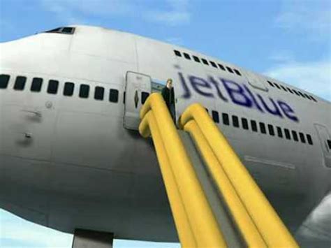 JetBlue Flight attendant slides down emergency chute - YouTube