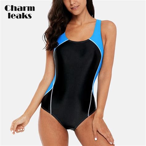 Charmleaks One Piece Women Sports Swimwear Pro One Piece Swimsuit Athletic Racerback Beachwear
