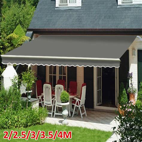 With an attractive color, the awning top will become a perfect addition to your garden. 2/2.5/3/3.5/4M Patio Manual Awning Garden Canopy Sun Shade ...