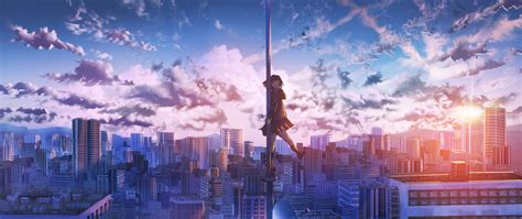2560x1080 Anime Girl City Building Height 4k Wallpaper2560x1080 Resolution Hd 4k Wallpapers
