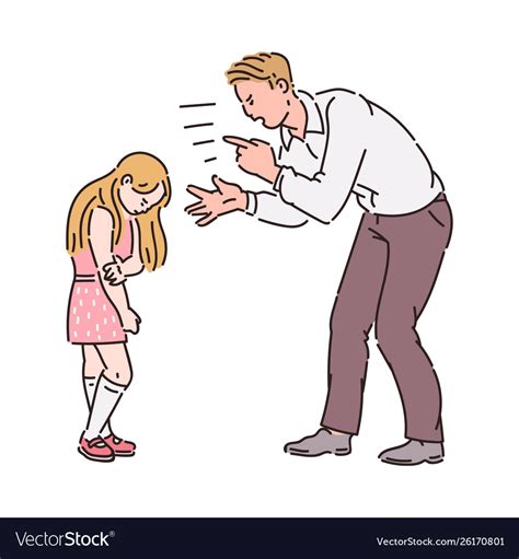 Angry Father Yelling At Girl Child Royalty Free Vector Image